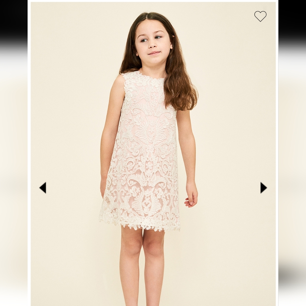 TADASHI SHOJI Girls Honeysuckle Corded Lace Dress Dusty Pink - Picture 10 of 10